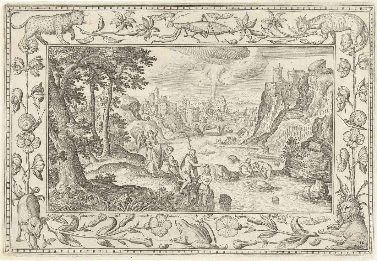 Doop van Christus by Unknown, print, 1582-1586