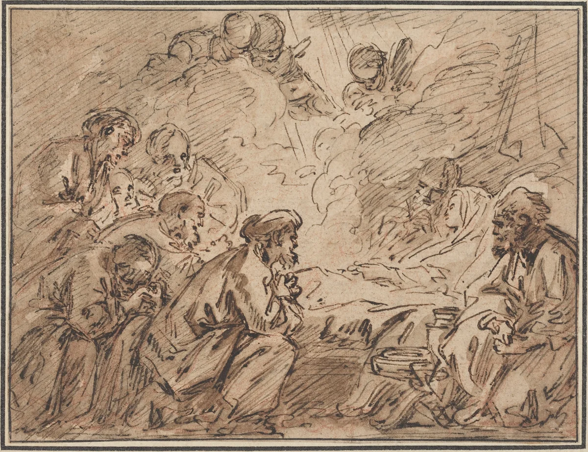The Death of the Virgin by François Boucher, drawing, 1750-1759