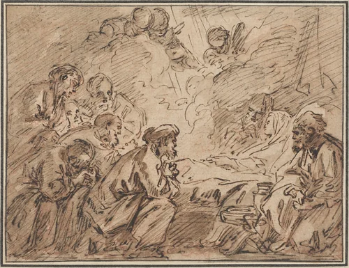 The Death of the Virgin by François Boucher, drawing, 1750-1759