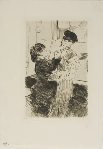 Knotting the Cravat by Jean-Louis Forain, print, 1880