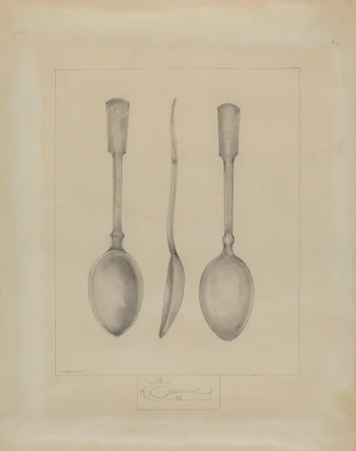 Pewter Spoon by Henry Meyers, index of american design, 1935-1942