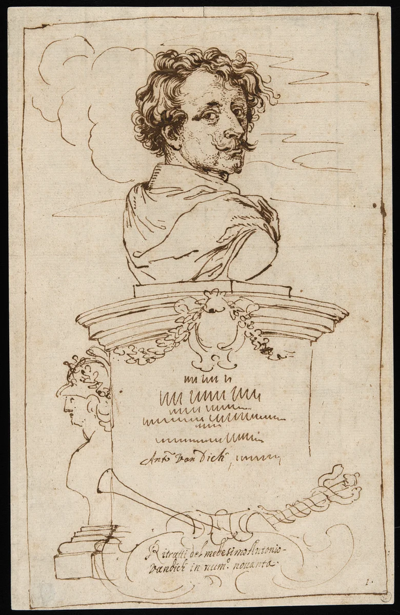 Frontispiece from the "Iconography" by Anthony van Dyck, drawing, 1650-1699