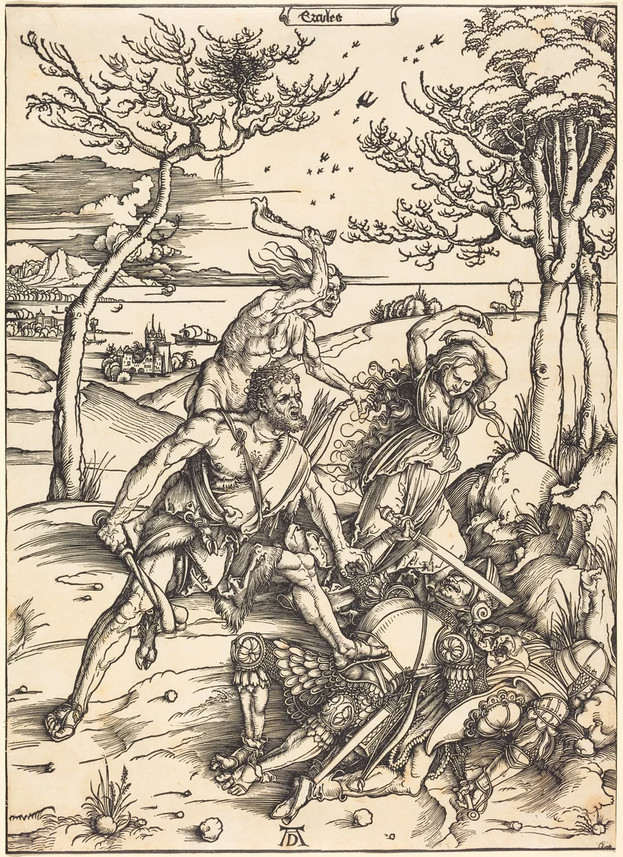 Hercules Conquering Cacus ("Ercules") by Albrecht Dürer, print, 1496