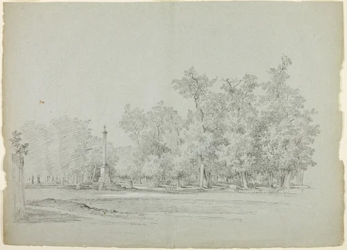 View of the Park st Versailles: Landscape with Memorial Column and Grove of Trees by Pierre Antoine Mongin, drawing, 1781-1827