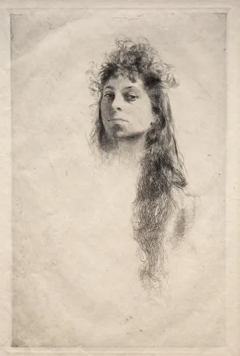Head of a Girl by Robert Frederick Blum, print, 1800-1899