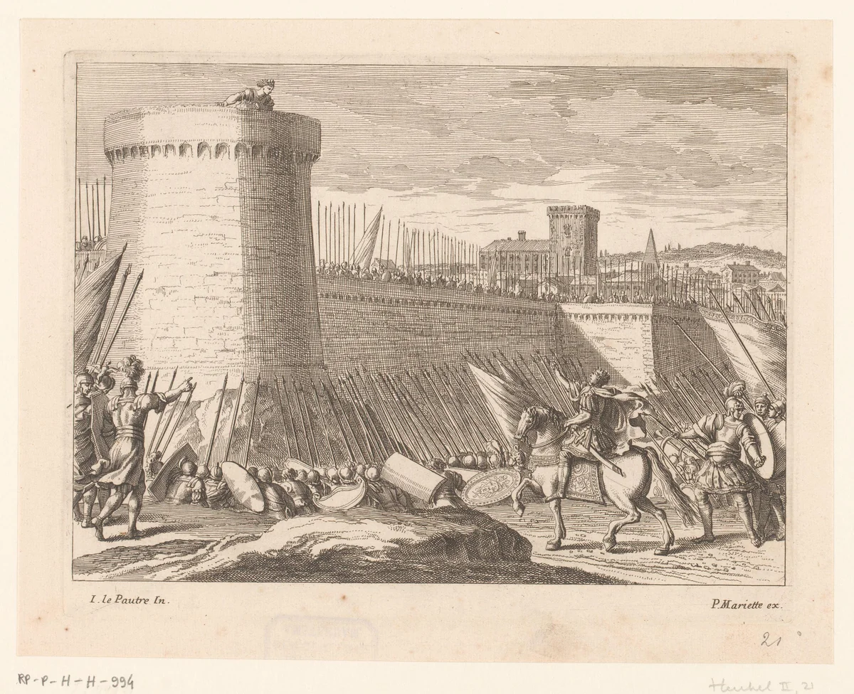 Scylla levert de stad Megara uit aan Minos by Jean Lepautre, print, 1628-1682