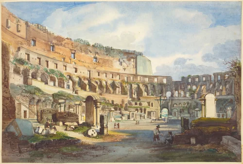 Interior of the Colosseum by Ippolito Caffi, drawing, 1809-1866