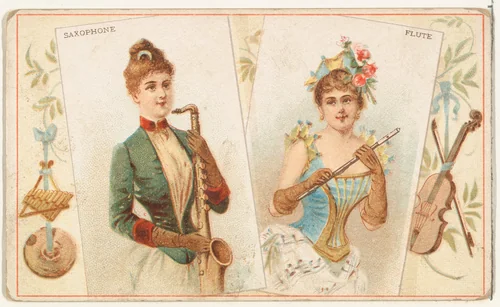 Saxophone and Flute, from the Musical Instruments series (N121) issued by Duke Sons & Co. to promote Honest Long Cut Tobacco by W. Duke, Sons & Co., print, 1888