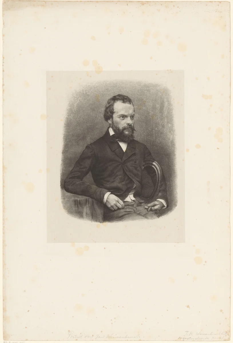 Portret van Jan Weissenbruch by Frederik Hendrik Weissenbruch, print, 1838-1887