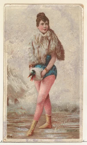 Actress wearing fur coat and muff, from Stars of the Stage, Second Series (N130) issued by Duke Sons & Co. to promote Honest Long Cut Tobacco by W. Duke, Sons & Co., print, 1891