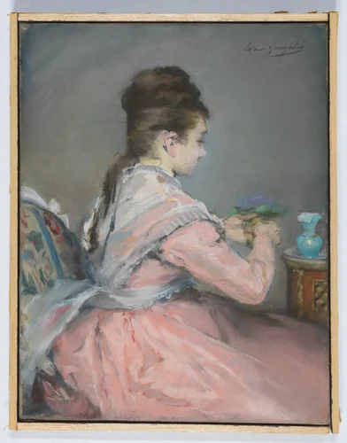 The Bouquet of Violets by Eva Gonzalès, drawing, 1877-1878