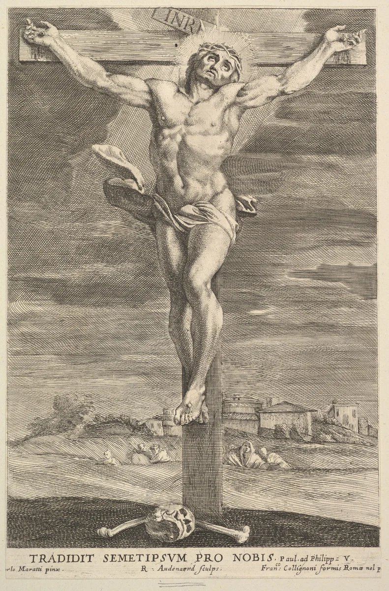 Crucifixion by Robert van Audenaerde, print, 1670-1690