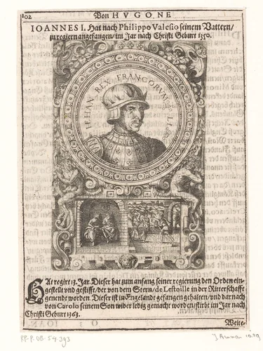 Portret van Jan II, koning van Frankrijk by Jost Amman, print, 1598