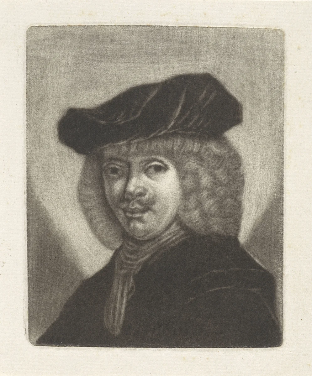 Buste van een man met een baret by Monogrammist BVH, print, 1785