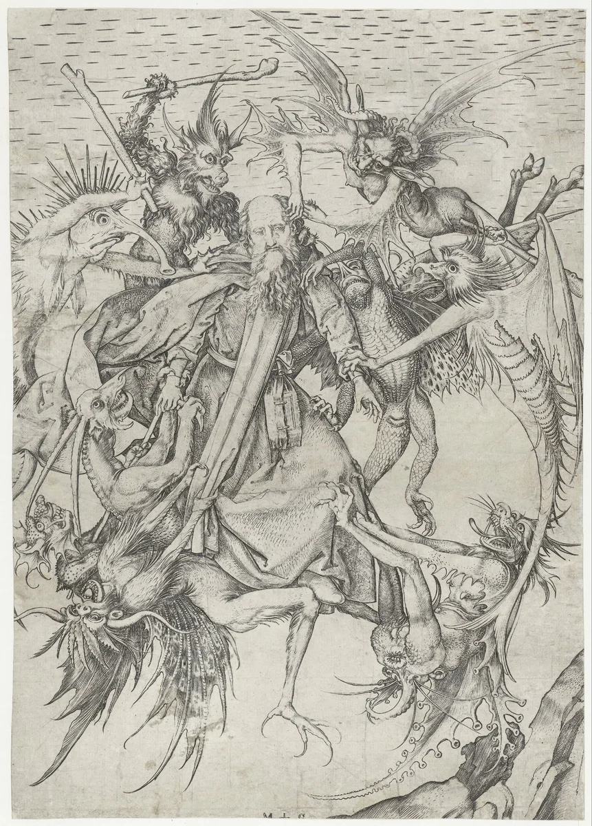 De verzoeking van de Heilige Antonius by Unknown, print, 1470-1491