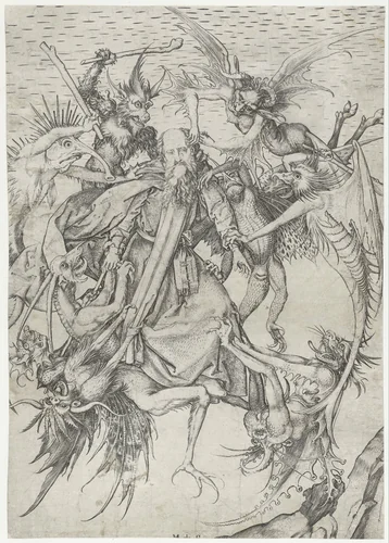De verzoeking van de Heilige Antonius by Unknown, print, 1470-1491