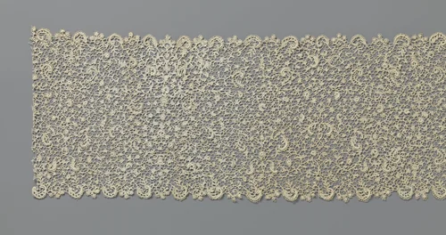 Strook naaldkant voor een superplis met rozetbloempjes en c-vormen by anonymous, other, 1700-1724