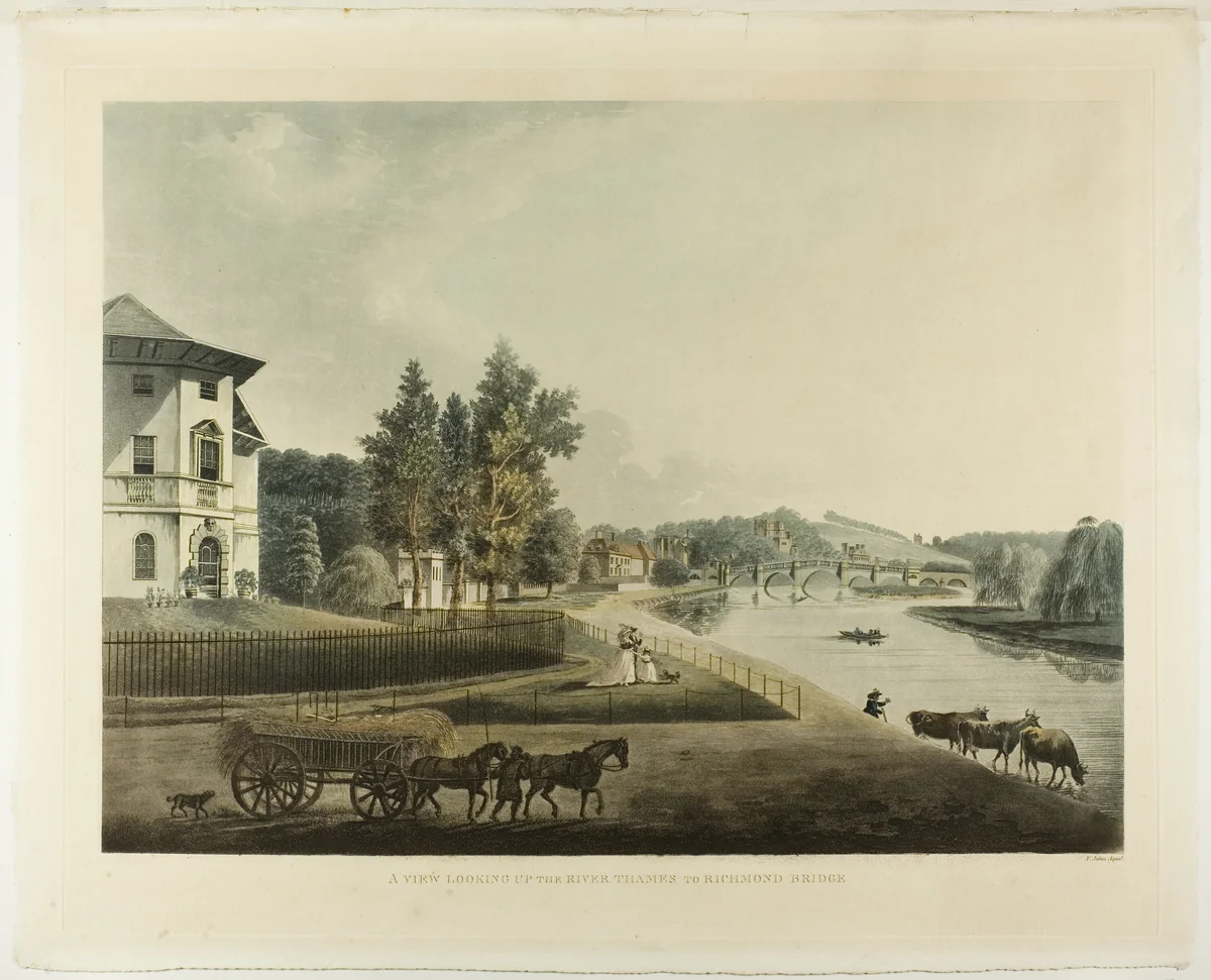 A View Looking Up the River Thames to Richmond Bridge by Francis Jukes, print, 1765-1812