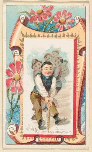 Tug of War, "Pull now boys, altogether," from the Terrors of America set (N136) issued by Duke Sons & Co. to promote Honest Long Cut Tobacco by W. Duke, Sons & Co., print, 1888-1889