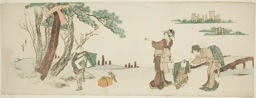 Boy releasing a kite by Katsushika Hokusai (葛飾 北斎), print, 1795-1815