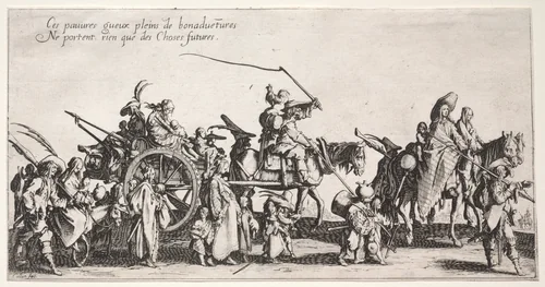 The Bohemians: The Bohemians Marching: The Rear Guard by Jacques Callot, print, 1621-1625