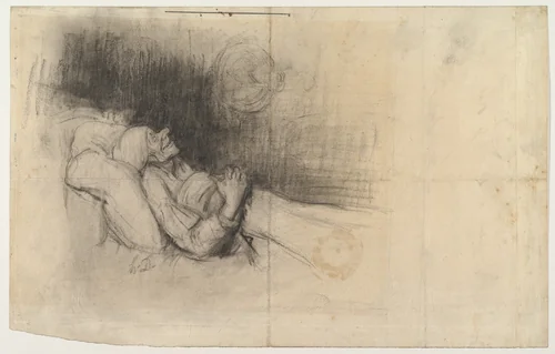 Man Dreaming by Honoré Daumier, drawing, 1825-1880
