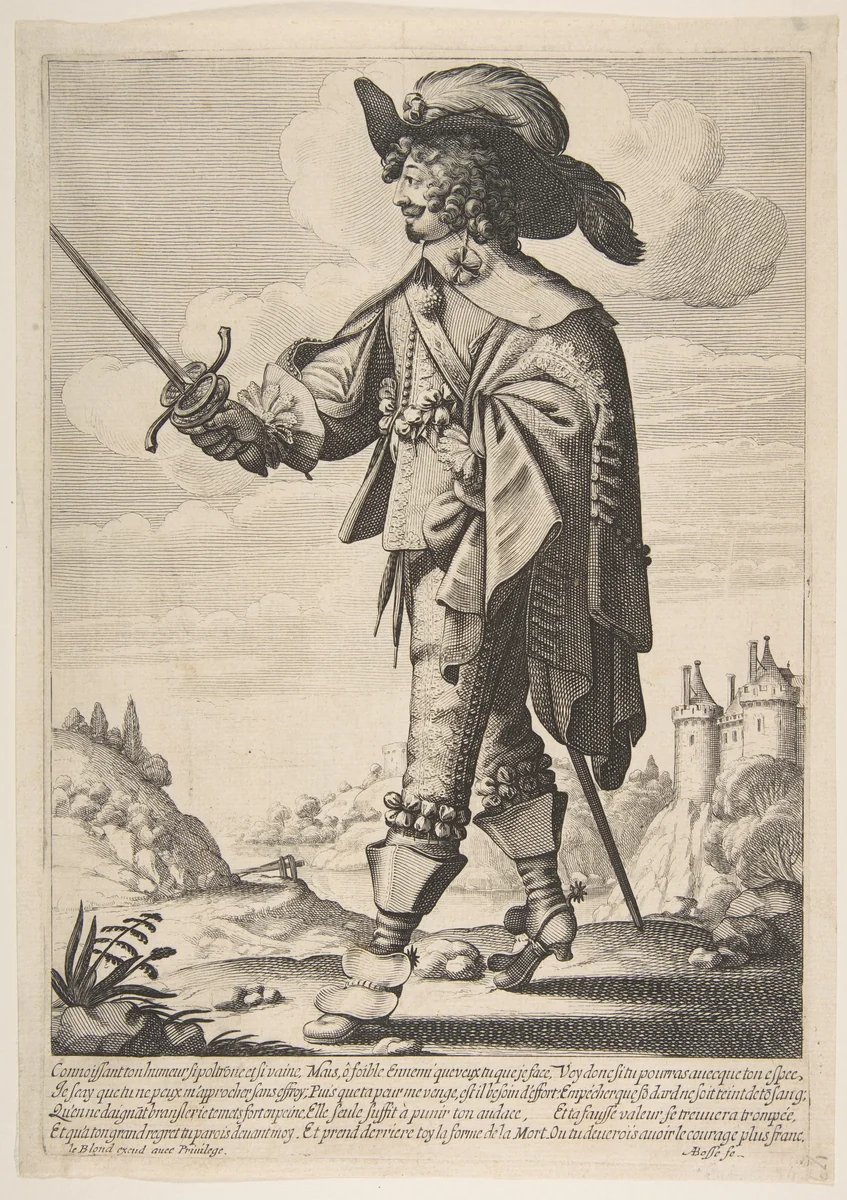 A Frenchman, Sword in Hand by Abraham Bosse, print, 1630-1640