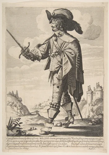 A Frenchman, Sword in Hand by Abraham Bosse, print, 1630-1640