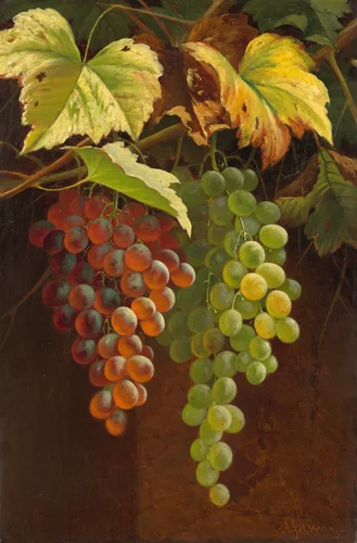 Two Bunches of Grapes by Andrew John Henry Way, painting, 1826-1888