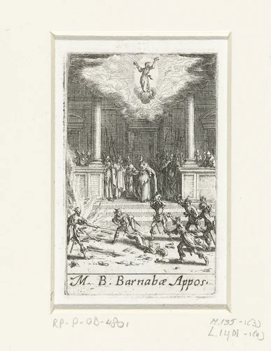 Het martelaarschap van Barnabas by Jacques Callot, print, 1632-1634