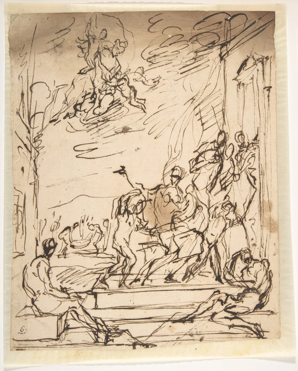 Unidentified Subject: Scene of Martyrdom ? by Micco Spadaro, drawing, 1609-1675