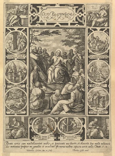 The Eight Beatitudes, from "Christian and Profane Allegories" by Hendrick Goltzius, print, 1560-1617