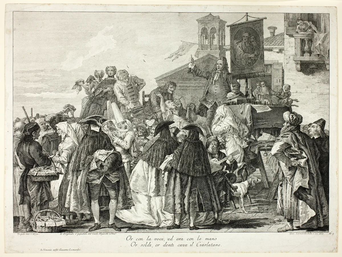 The Tooth Puller, plate nine from Selection of Pictures from Venetian Collections by Jacopo Leonardis, print, 1765
