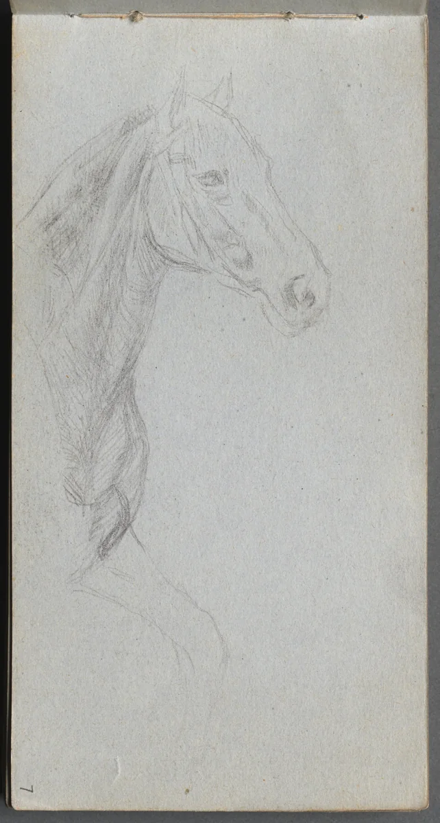 Sketchbook, page 07: Study of a Horse by Ernest Meissonier, book, 1860-1869