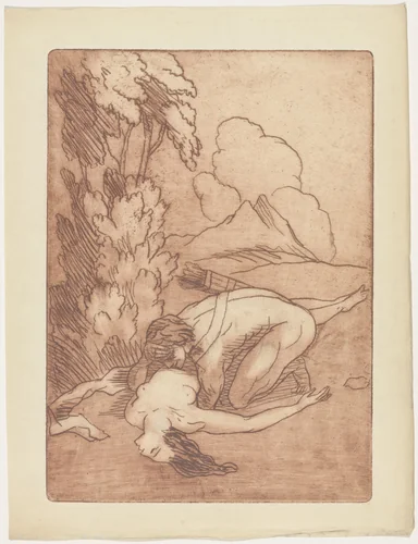 Cephalus and Procris (plate, folio 52) from Les Amours (The Loves) by Émile Bernard, illustrated book, 1915