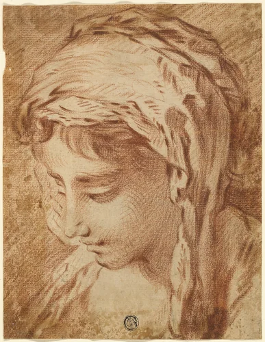 Head of a Woman by François Boucher, drawing, 1723-1800