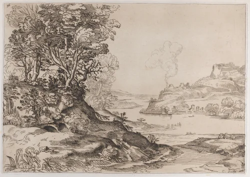 A nymph and shepherd by Jean-Baptiste Michel, print, 1775