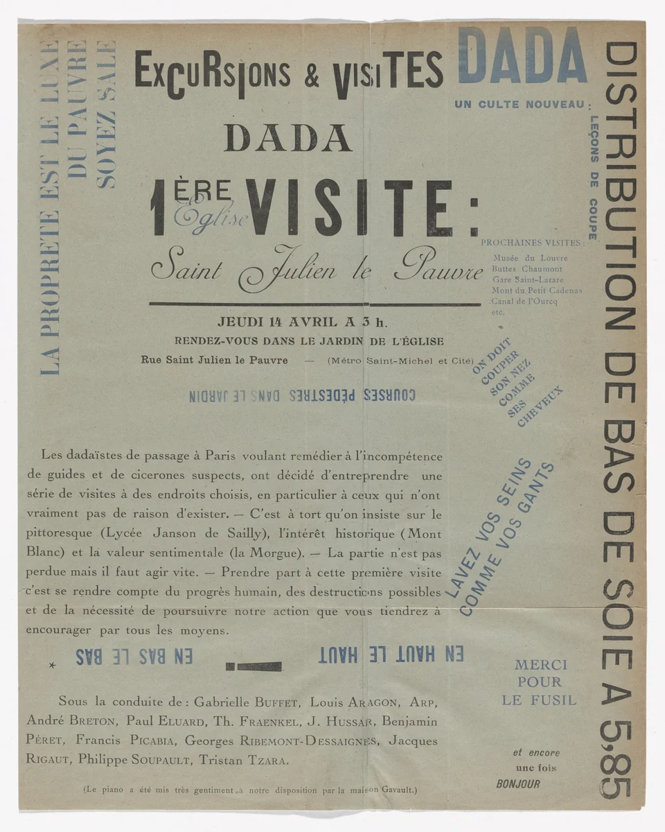 Excursions & visites DADA,1ère visite: Église Saint Julien le Pauvre by Tristan Tzara, print, 1921