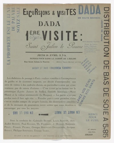 Excursions & visites DADA,1ère visite: Église Saint Julien le Pauvre by Tristan Tzara, print, 1921
