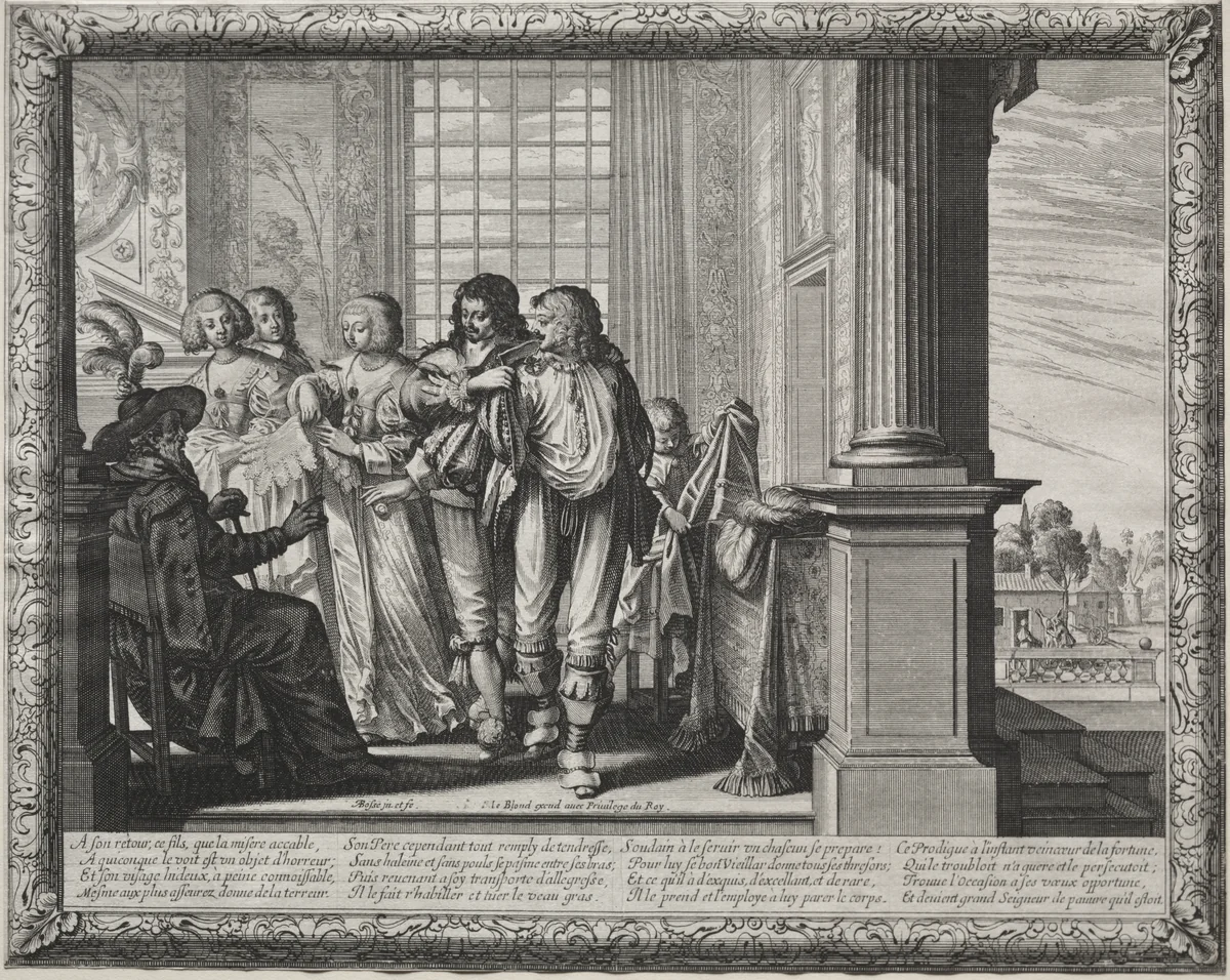The Prodigal Son: Dressing for the Feast by Abraham Bosse, print, 1635