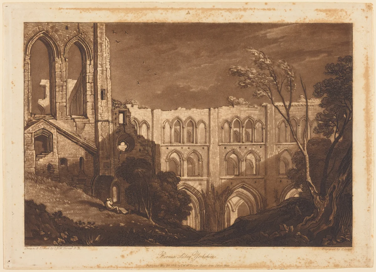 Rivaux Abbey by Joseph Mallord William Turner, print, 1812