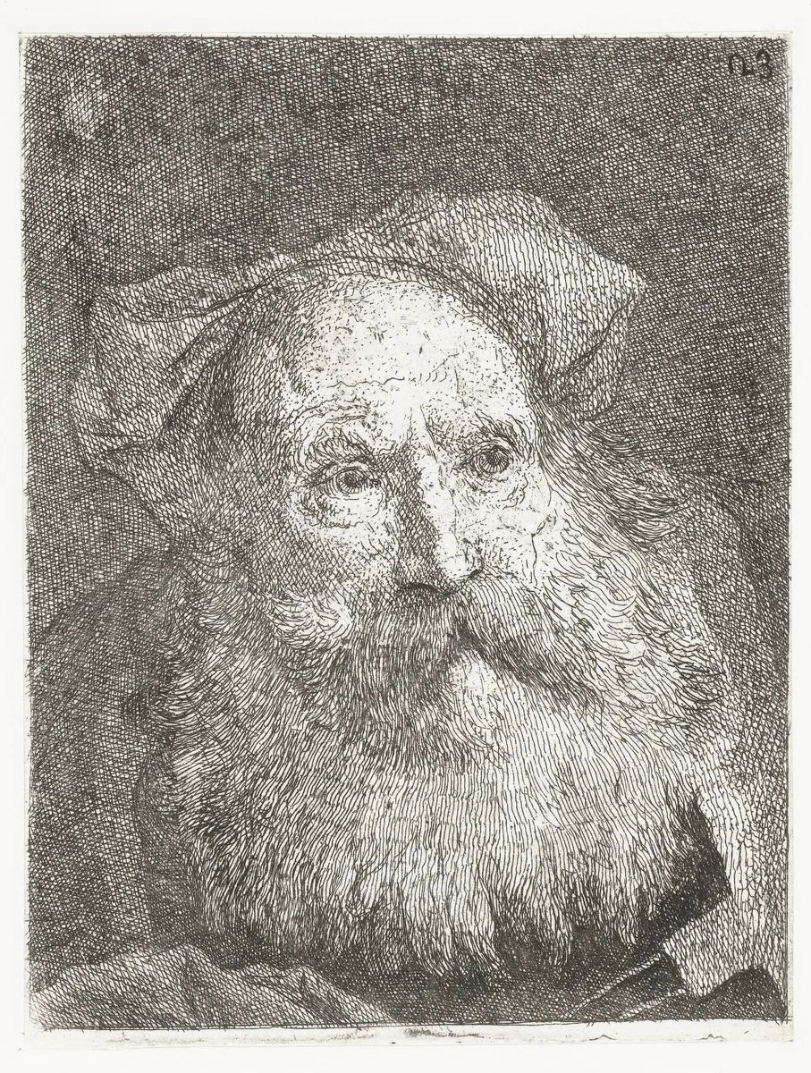 Oude man met baard by Giovanni Domenico Tiepolo, print, 1771-1774