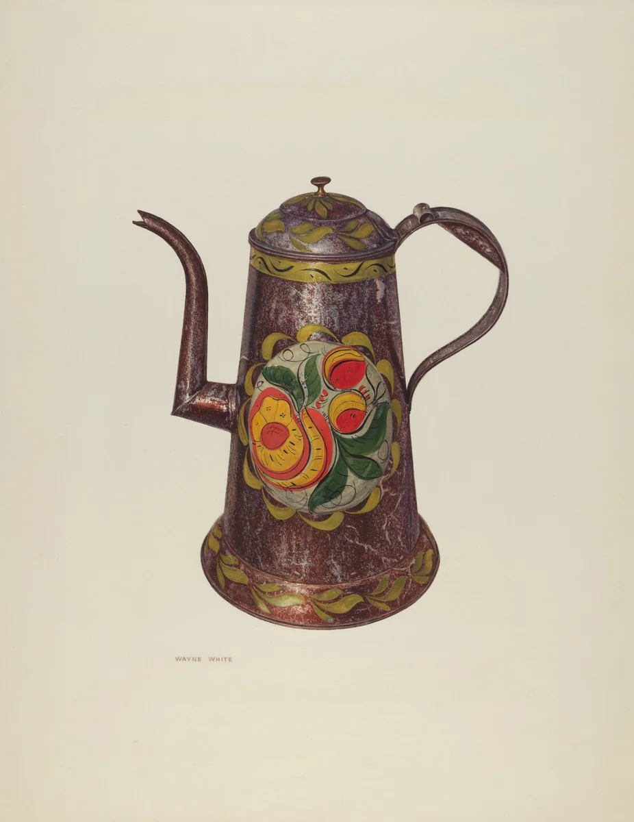 Coffeepot by Wayne White, index of american design, 1940