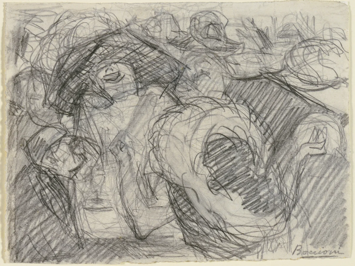 Study for The Laugh by Umberto Boccioni, drawing, 1910