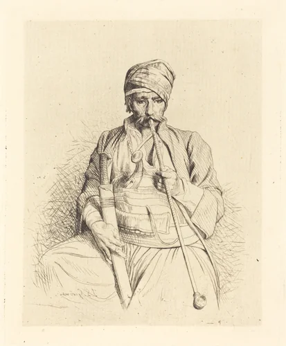Seated Arab with Pipe by Jean-Léon Gérôme, print, 1864
