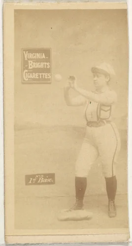 1st Base, from the Girl Baseball Players series (N48, Type 2) for Virginia Brights Cigarettes by Allen & Ginter, photograph, 1886-1888