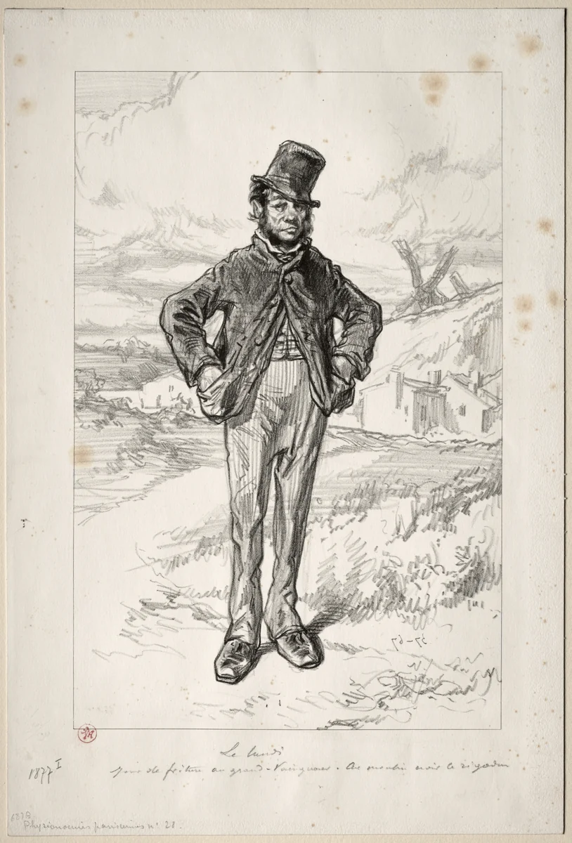 Physionomies Parisiennes: Le Lundi by Paul Gavarni, print, 1857-1858