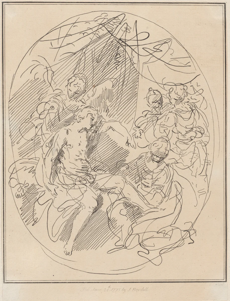 Mary Magdalene washing the feet of Christ by Giuseppe Canale, print, 1775