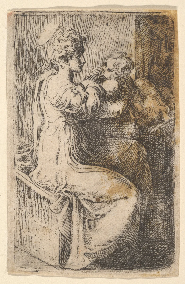 Virgin and Child by Parmigianino, print, 1515-1540