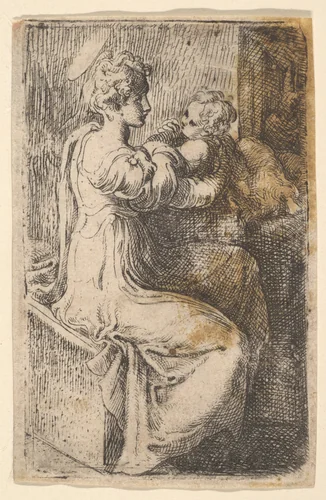 Virgin and Child by Parmigianino, print, 1515-1540